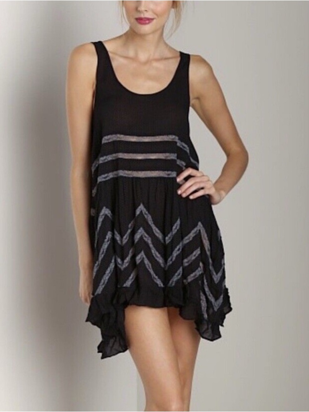 Free People Black Tank Chevron Mini Dress